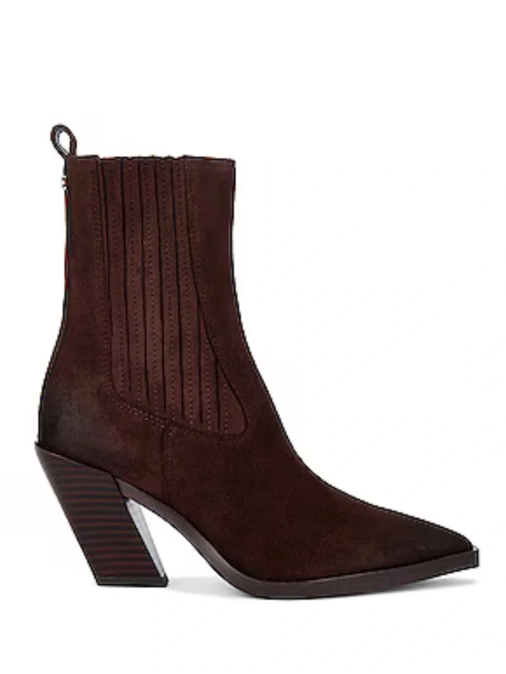 Sam Edelman Mandey Western Chocolate Brown Suede Ankle Booties, Size 7, NEW $200
